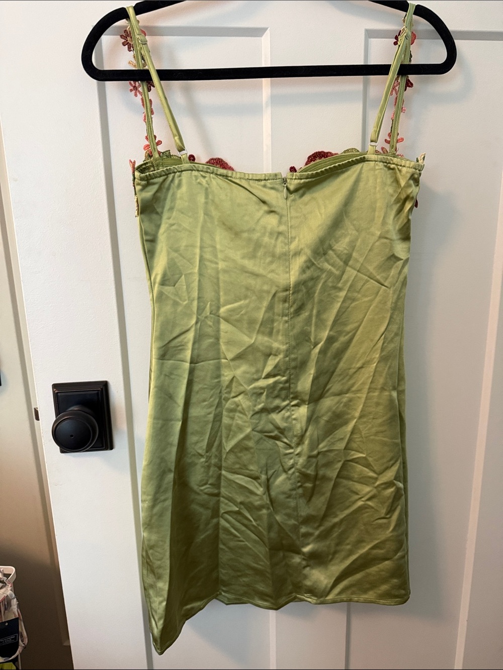 Princess Polly Green Slip Dress with Pink Floral Trim - Picture 5 of 10